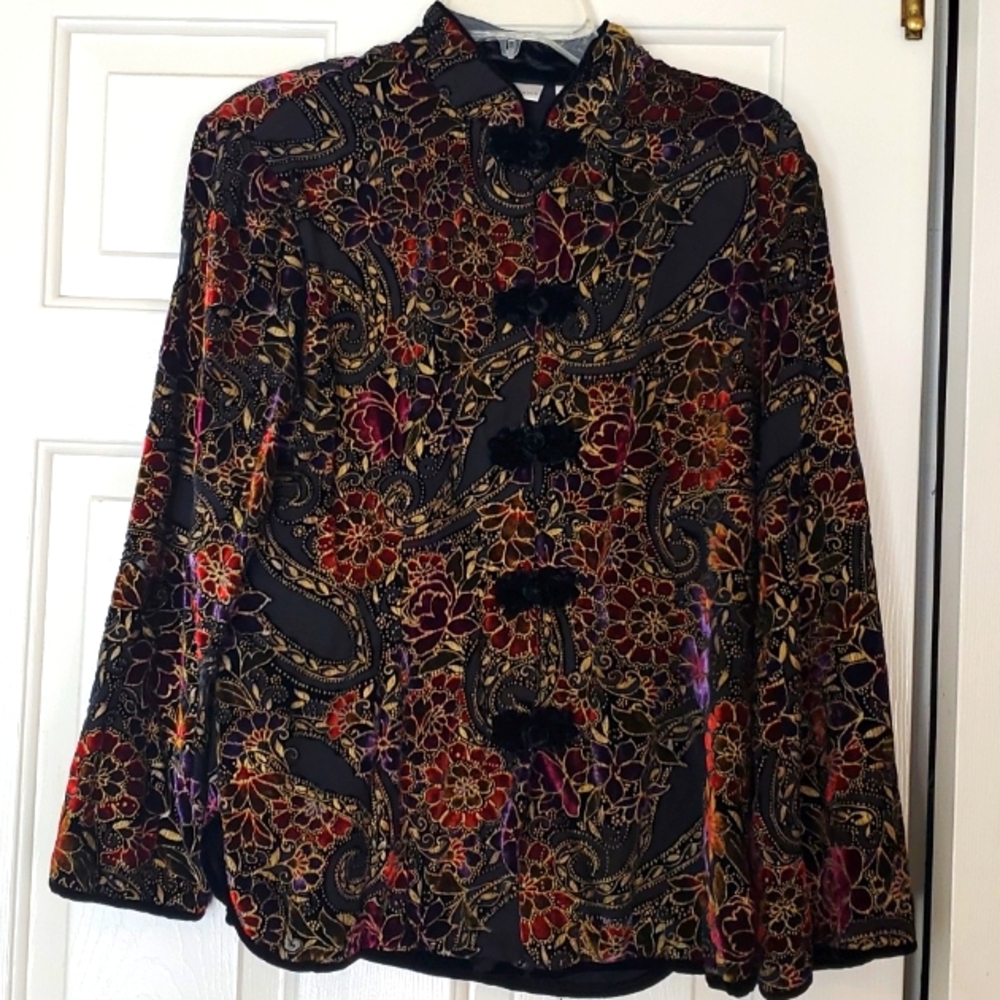 DRAPER'S & DAMONS VINTAGE ORIENTAL VELVET JACKET SIZE M